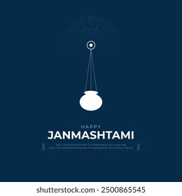 Feliz Janmashtami Post y tarjeta de felicitación. Cumpleaños del Señor Krishna Janmashtami Celebración y Ilustración vectorial Creativa de Carteles