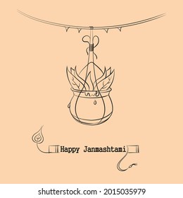 Happy Janmashtami Pot Vector Illustration