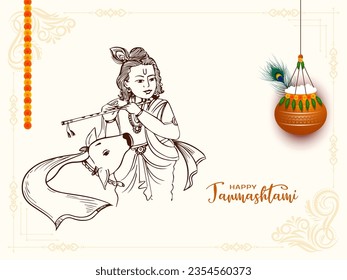 Happy janmashtami religiöser hinterer Festivalhintergrund, Vektorgrafik