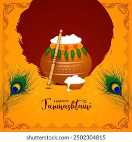 Happy Janmashtami religious Indian festival elegant background design vector