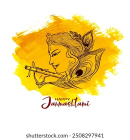 Happy Janmashtami religious Indian festival elegant background vector