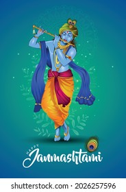 happy janmashtami simple greetings. poster, banner, template. vector illustration design