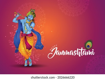 happy janmashtami simple greetings. poster, banner, template. vector illustration design