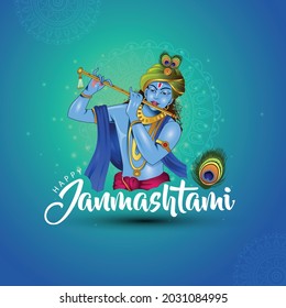 happy janmashtami simple greetings. poster, banner, template. vector illustration design