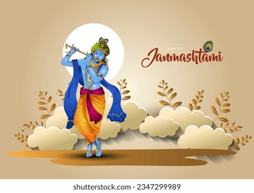 happy janmashtami simple greetings. poster, banner, template. vector illustration design