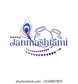 Happy Janmashtami Typographic Design Vector Illustration