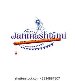 Happy Janmashtami Typographic Design Vector Illustration