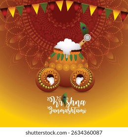 Diseño feliz de la Ilustración vectorial de janmashtami