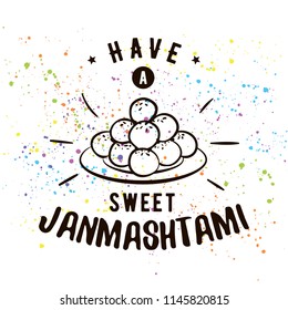 Happy Janmashtami. vector logo design. Usable as background, banner, greeting card, t-shirt, print. Indian holiday.