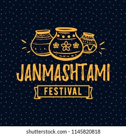 Happy Janmashtami. vector logo design. Usable as background, banner, greeting card, t-shirt, print. Indian holiday.