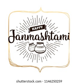 Happy Janmashtami. vector logo design. Usable as background, banner, greeting card, t-shirt, print. Indian holiday.