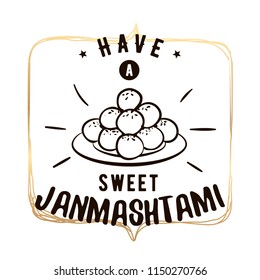Happy Janmashtami. vector logo design. Usable as background, banner, greeting card, t-shirt, print. Indian holiday.