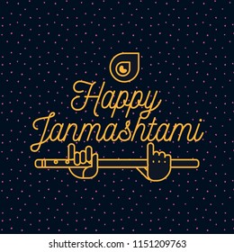 Happy Janmashtami. vector logo design. Usable as background, banner, greeting card, t-shirt, print. Indian holiday.