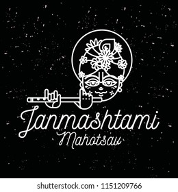 Happy Janmashtami. vector logo design. Usable as background, banner, greeting card, t-shirt, print. Indian holiday.