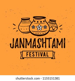 Happy Janmashtami. vector logo design. Usable as background, banner, greeting card, t-shirt, print. Indian holiday.