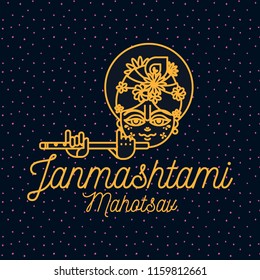 Happy Janmashtami. vector logo design. Usable as background, banner, greeting card, t-shirt, print. Indian holiday.