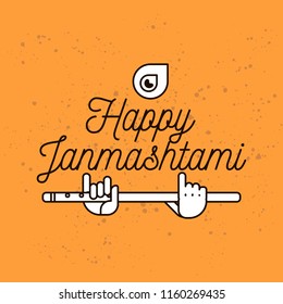 Happy Janmashtami. vector logo design. Usable as background, banner, greeting card, t-shirt, print. Indian holiday.