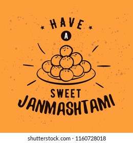 Happy Janmashtami. vector logo design. Usable as background, banner, greeting card, t-shirt, print. Indian holiday.