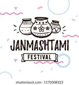 Happy Janmashtami. vector logo design. Usable as background, banner, greeting card, t-shirt, print. Indian holiday.