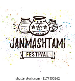Happy Janmashtami. vector logo design. Usable as background, banner, greeting card, t-shirt, print. Indian holiday.