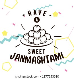 Happy Janmashtami. vector logo design. Usable as background, banner, greeting card, t-shirt, print. Indian holiday.