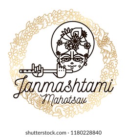 Happy Janmashtami. vector logo design. Usable as background, banner, greeting card, t-shirt, print. Indian holiday.