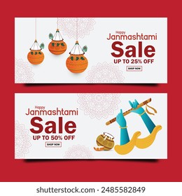 Happy janmashtmi festival Sale banner template design