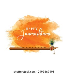 Happy janmshtami creative design concept with lord krishna play flute