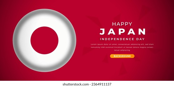 Happy Japan Independence Day Design Paper Cut Shapes Background Illustration for Poster, Banner, Advertising, Greeting Card
