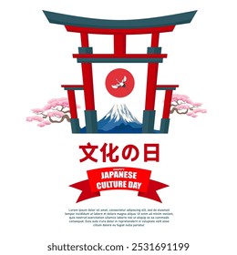 happy japanese culture illustration with japanese culture element concept for greeting card, poster, social media post