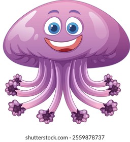 Happy jellyfish with big eyes and smile