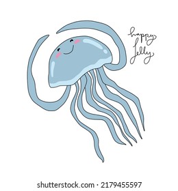 happy jellyfish cartoon vector illustration