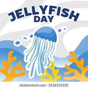 happy jellyfish day with underwater jellyfish