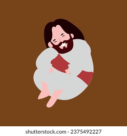 happy jesus christian cartoon character. template design