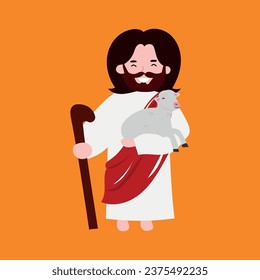 happy jesus christian cartoon character. template design