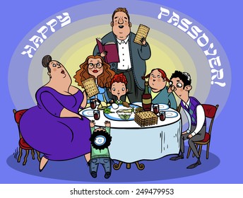 Happy jewish family selebrated Pesah