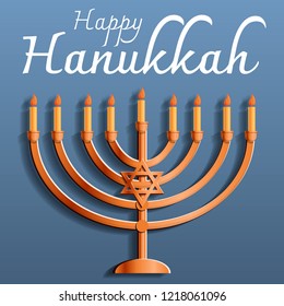 Happy jewish hanukkah concept background. Cartoon illustration of happy jewish hanukkah vector concept background for web design