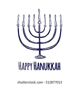 Happy Jewish holiday Hanukkah, greeting card. Vector illustration