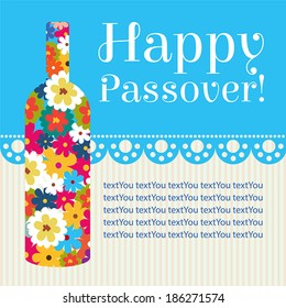 Happy jewish passover holiday greeting card design.