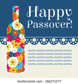 Happy jewish passover holiday greeting card design.