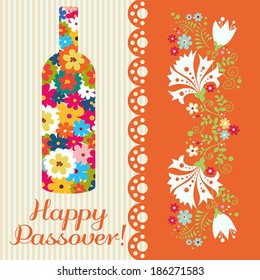 Happy jewish passover holiday greeting card design.