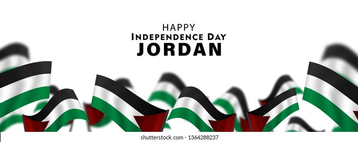 Happy Jordan Independence Day 25 May Vector illustration. realistic waving flag of jordan