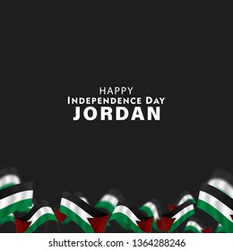 Happy Jordan Independence Day 25 May Vector illustration. realistic waving flag of jordan