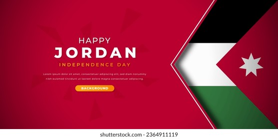 Happy Jordan Independence Day Design Paper Cut Shapes Background Illustration for Poster, Banner, Advertising, Greeting Card