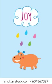 happy joy hippo vector