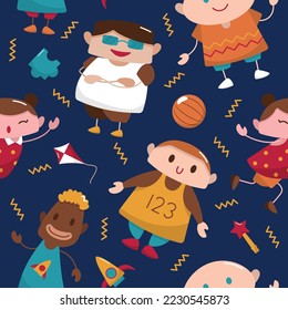 Happy Joy Kids Children Day Seamless Pattern Background