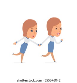 Happy and Joyful Character Consultant Girl runs and drags his friend to show him something. Poses for interaction with other characters from this series