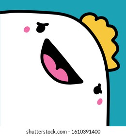 Happy joyful hand drawn vector logo in cartoon comic style man smiling monster