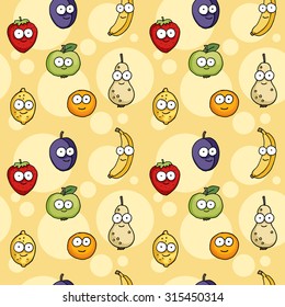 Happy juicy fruit seamless pattern, vector illustration