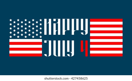 Happy July 4 traditional vector lettering in russian style